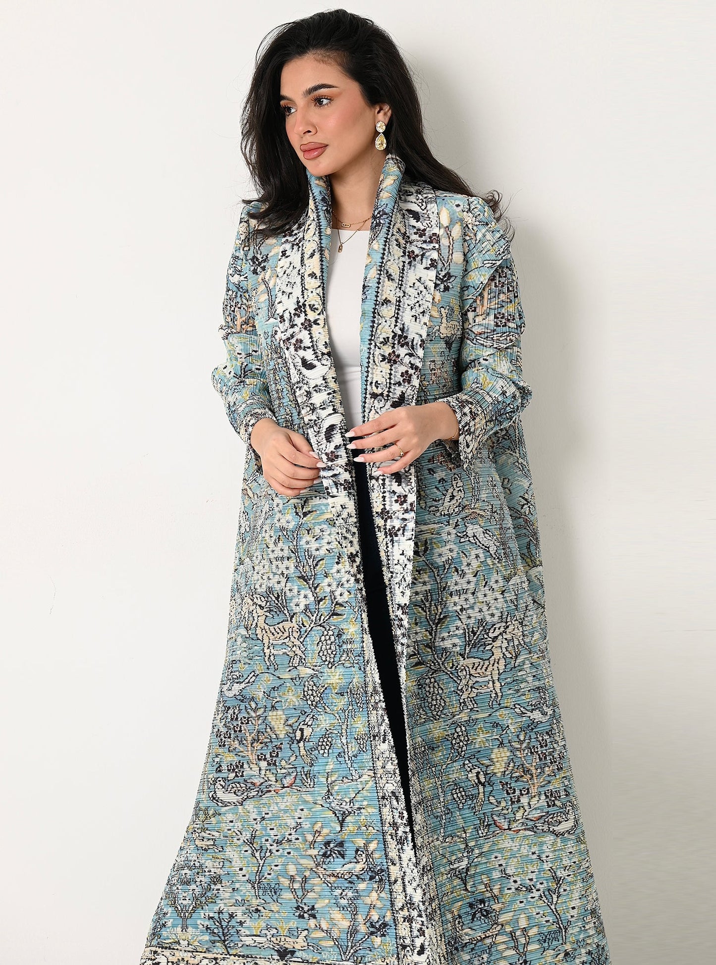 FAB109-Tiffany Patterned Pleats Abaya With headscarf