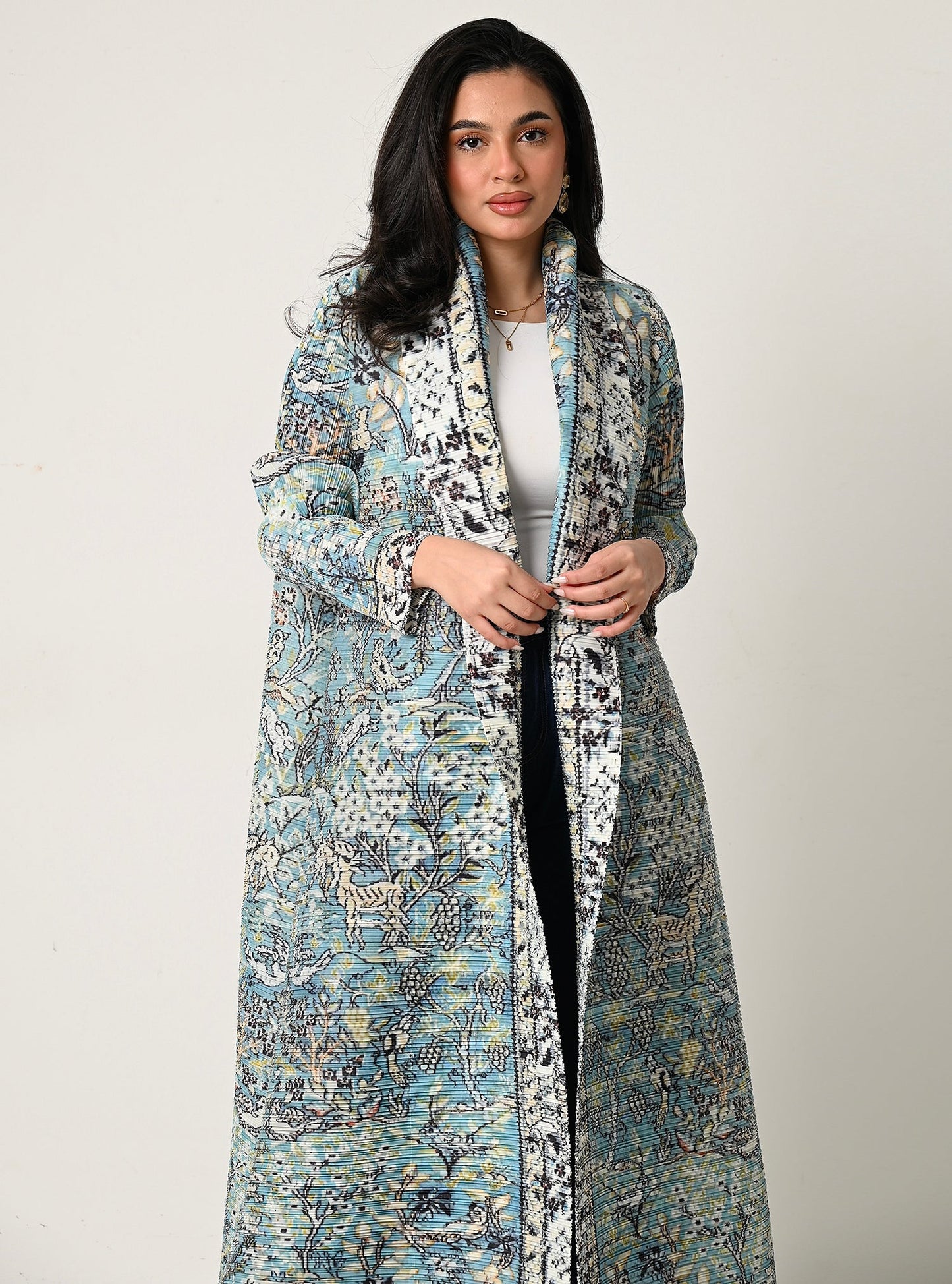 FAB109-Tiffany Patterned Pleats Abaya With headscarf