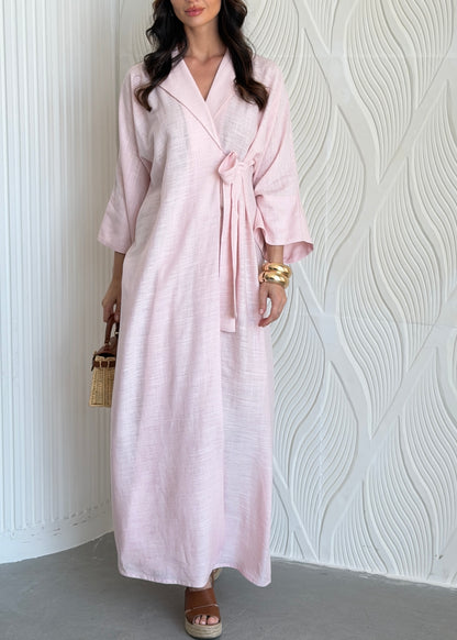 FAB311- Pink Linen Summer Dress