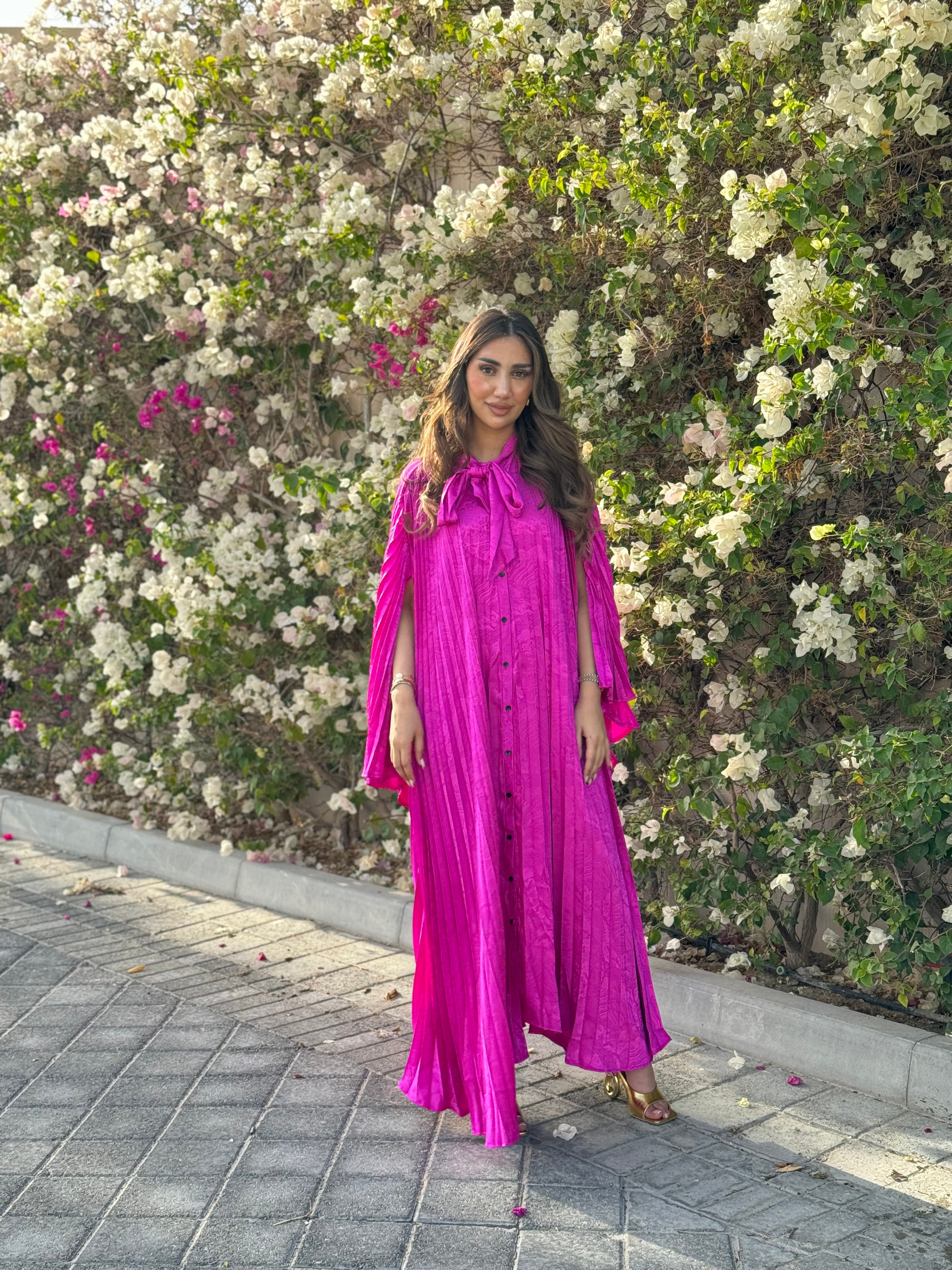 Fuchsia Pleated Maxi Dress