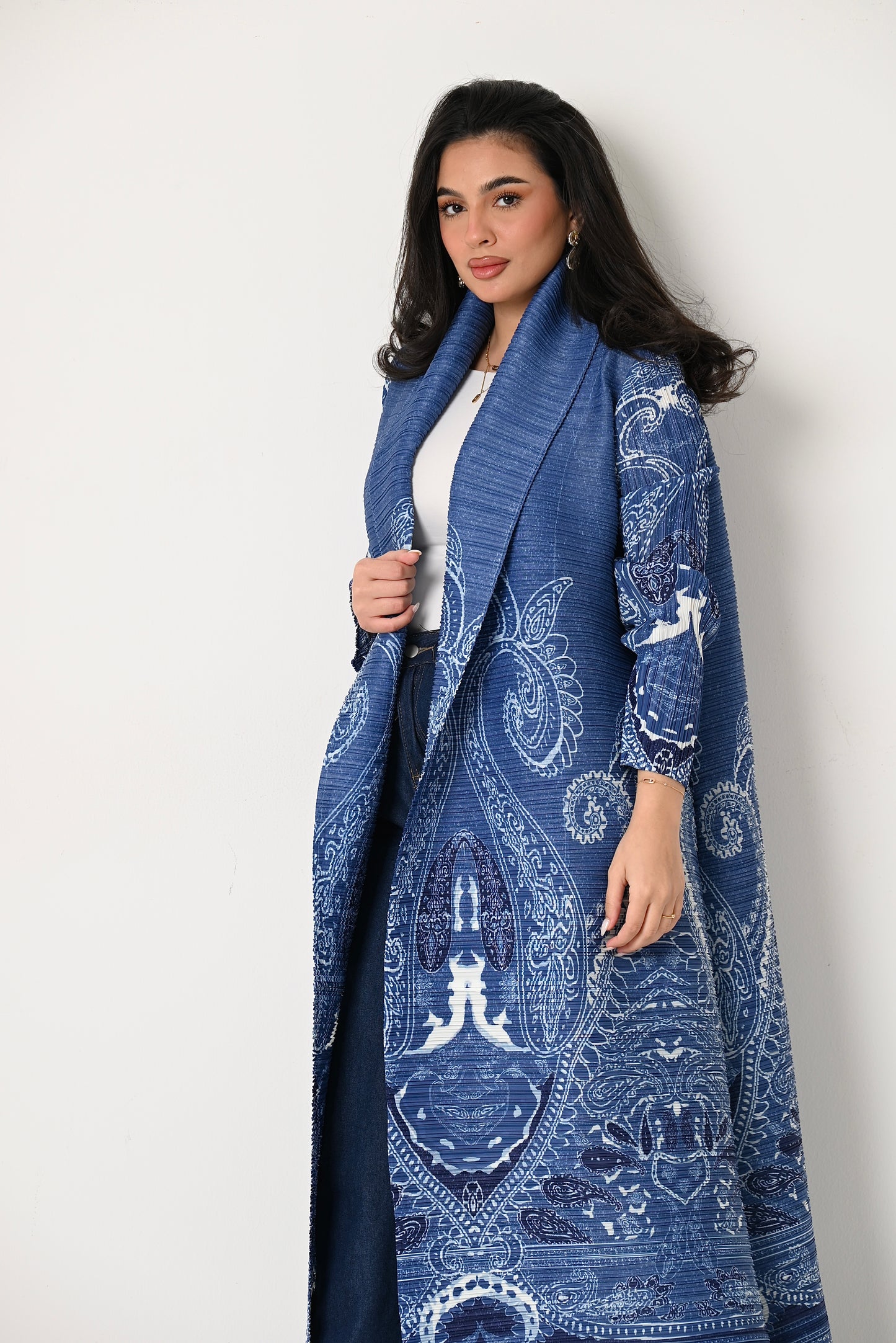 Patterned Pleats Abaya