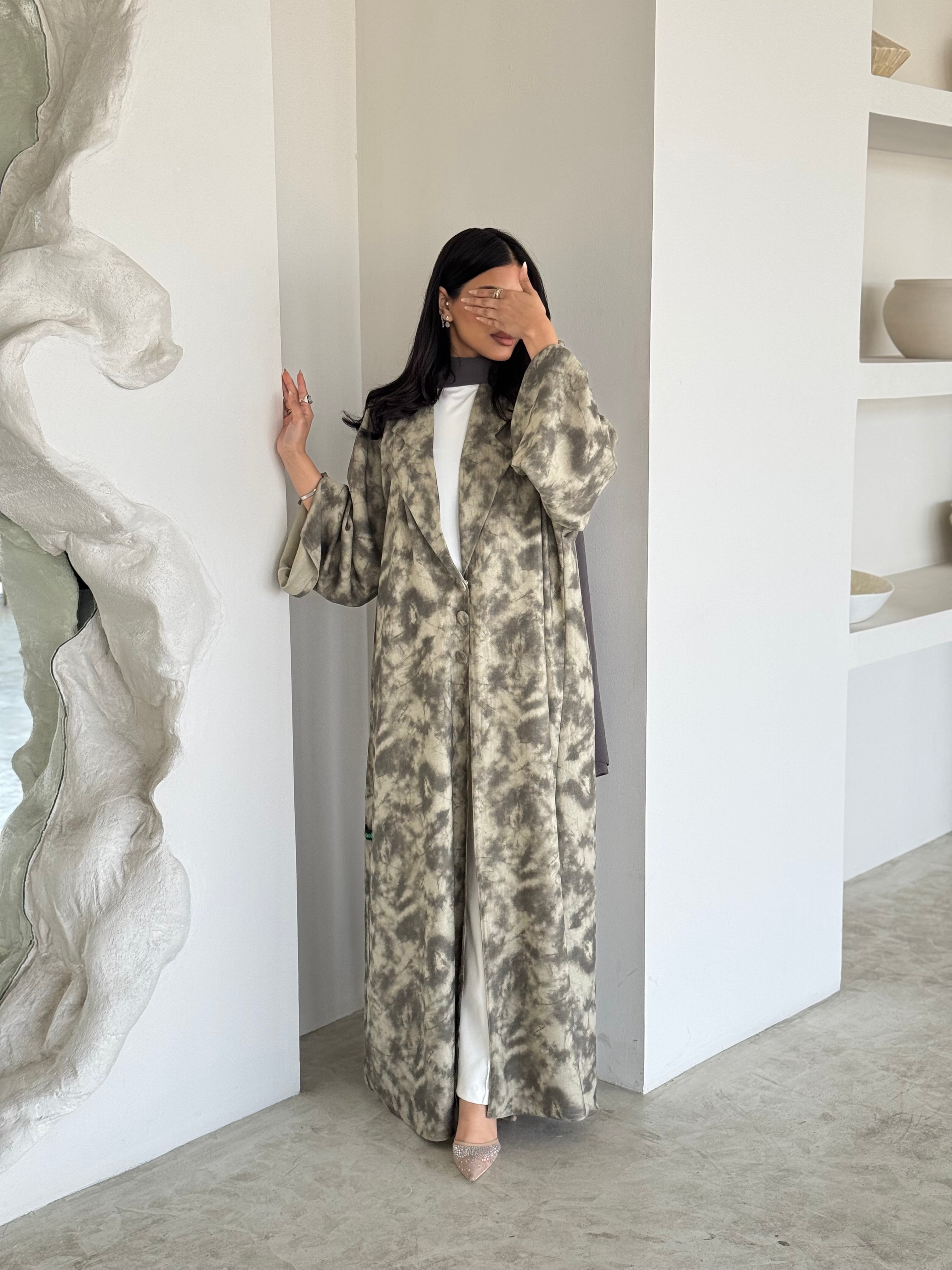 FAB179- Beige Blazer Cut Abaya