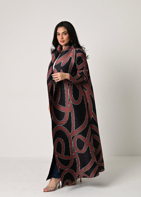 Patterned Pleats Abaya