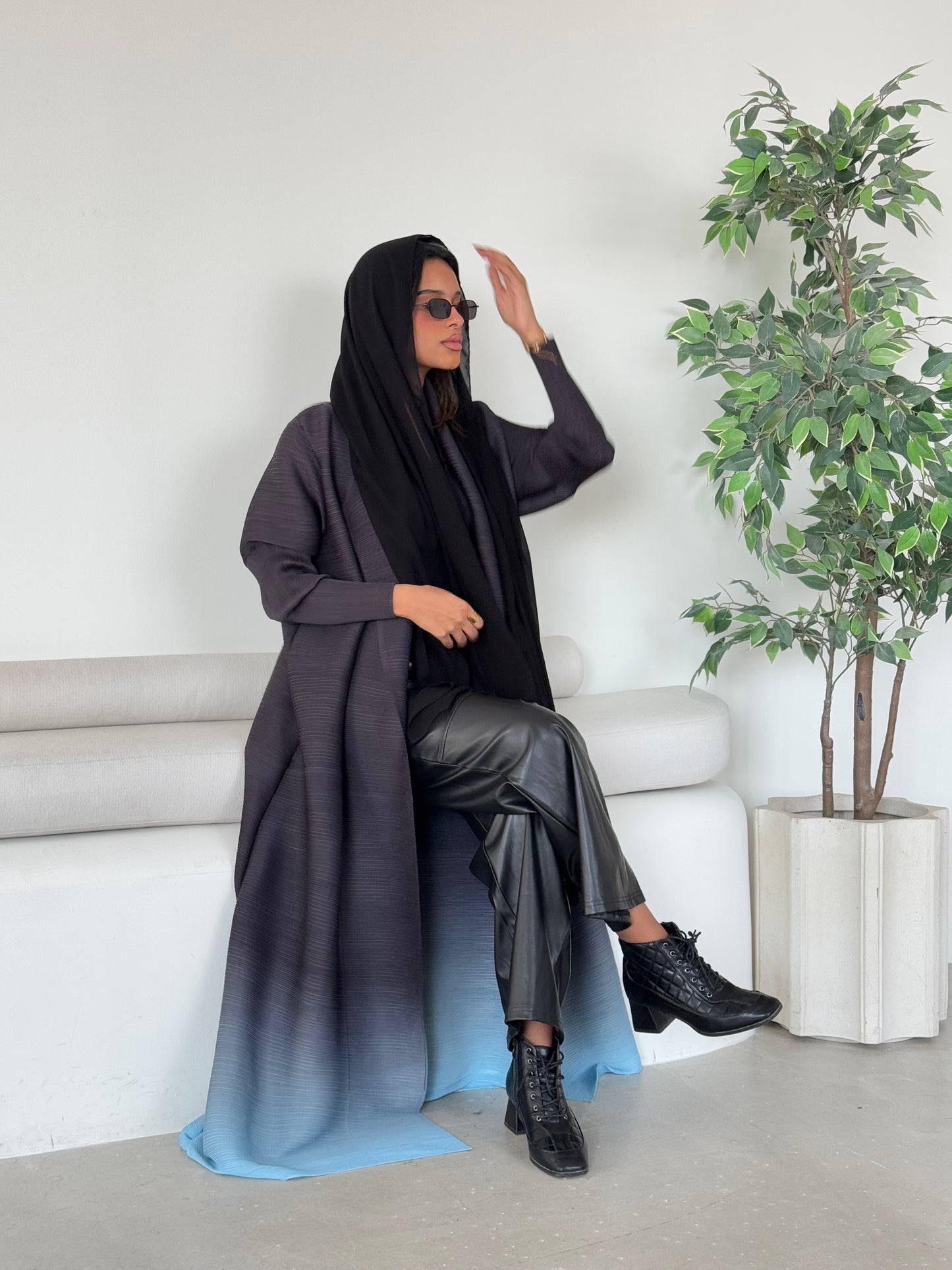 Sky Ombre Pleats Abaya