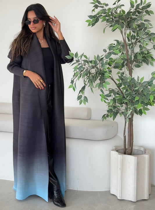 FAB124-Sky Ombre Pleats Abaya with Headscarf