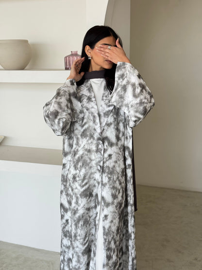 FAB180- White Blazer Cut Abaya