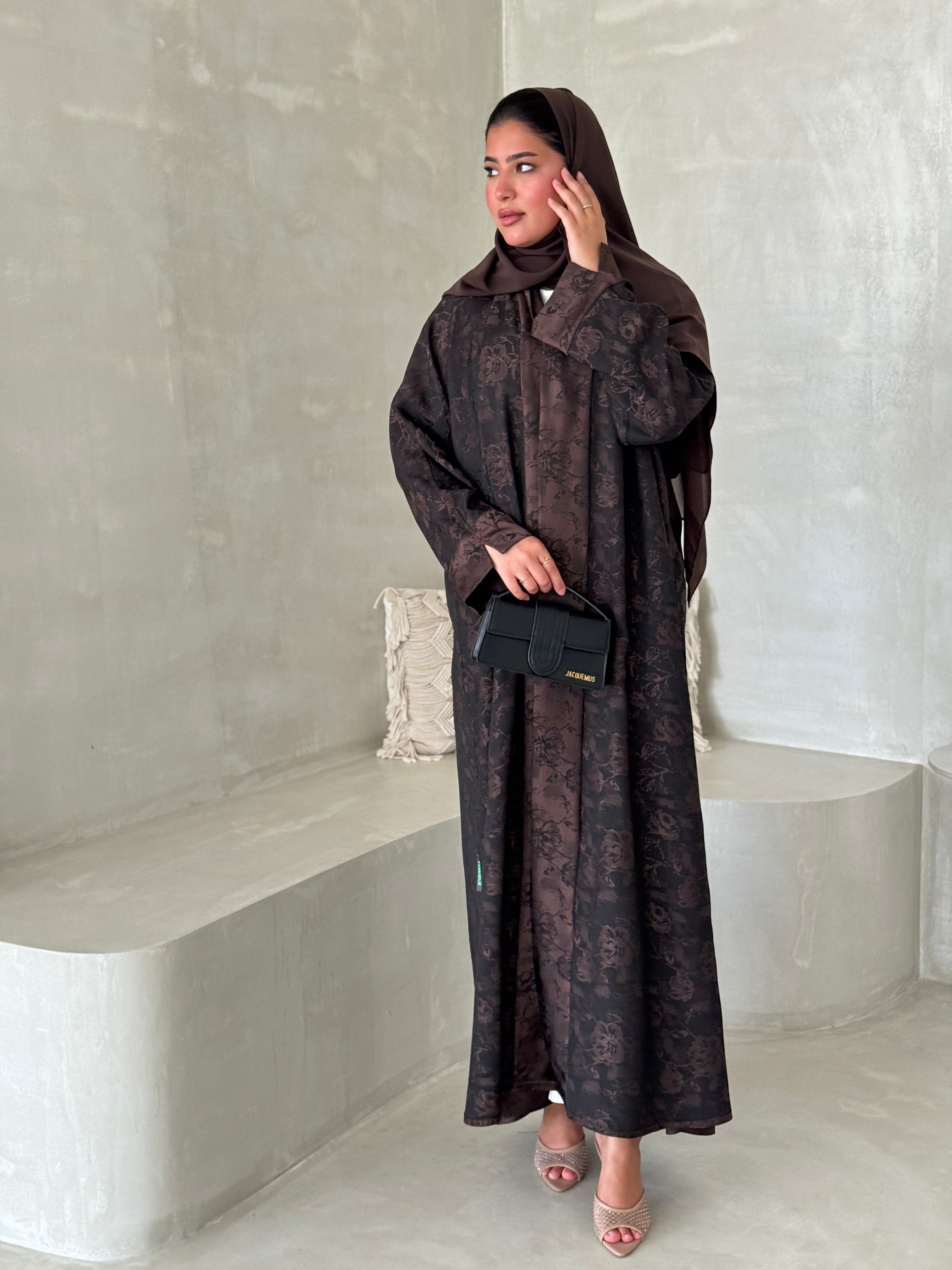 FAB192- Brown Double-face Crepe Abaya