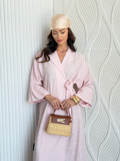 FAB311- Pink Linen Summer Dress