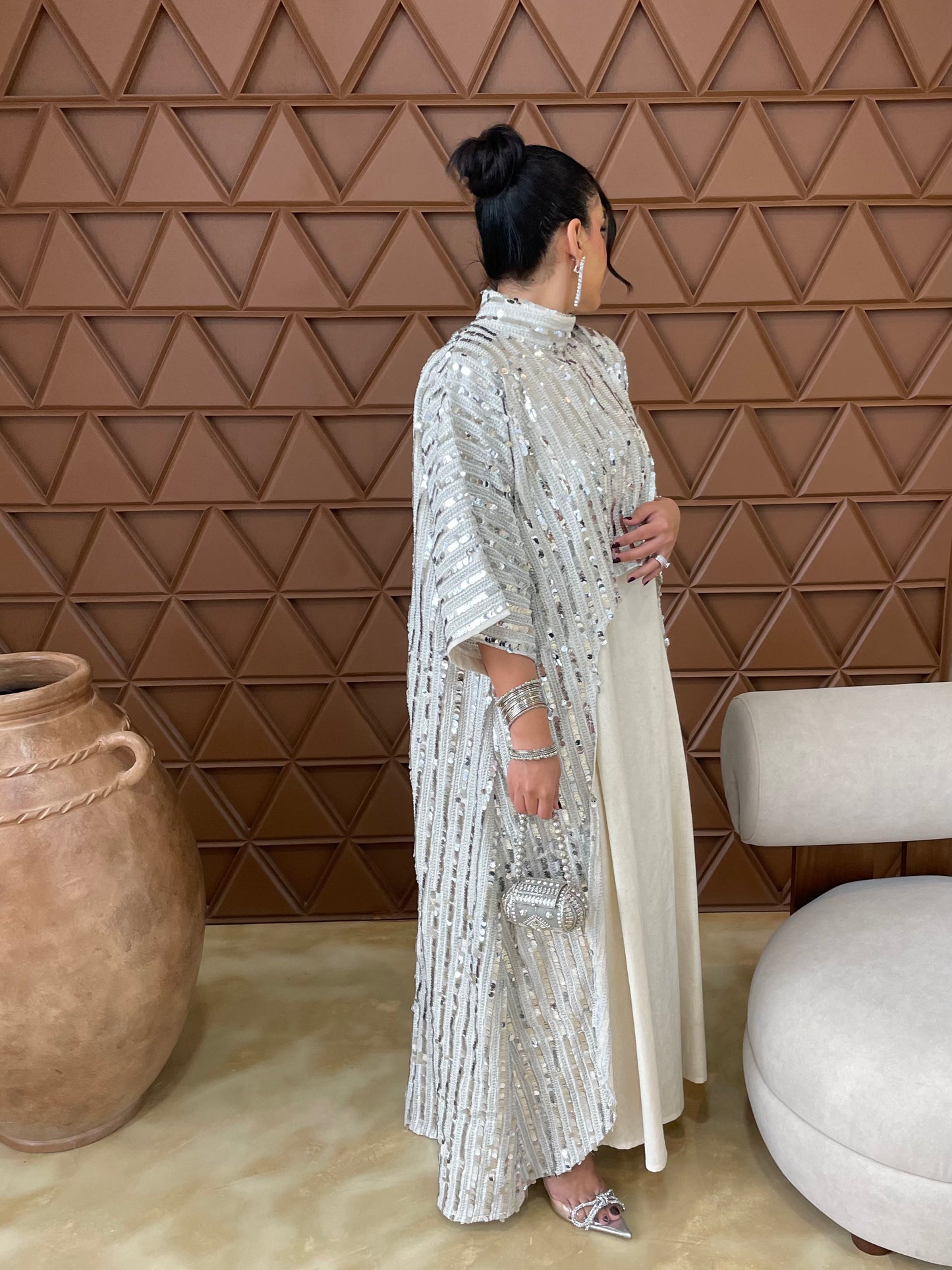 Silver Two-piece Kaftan