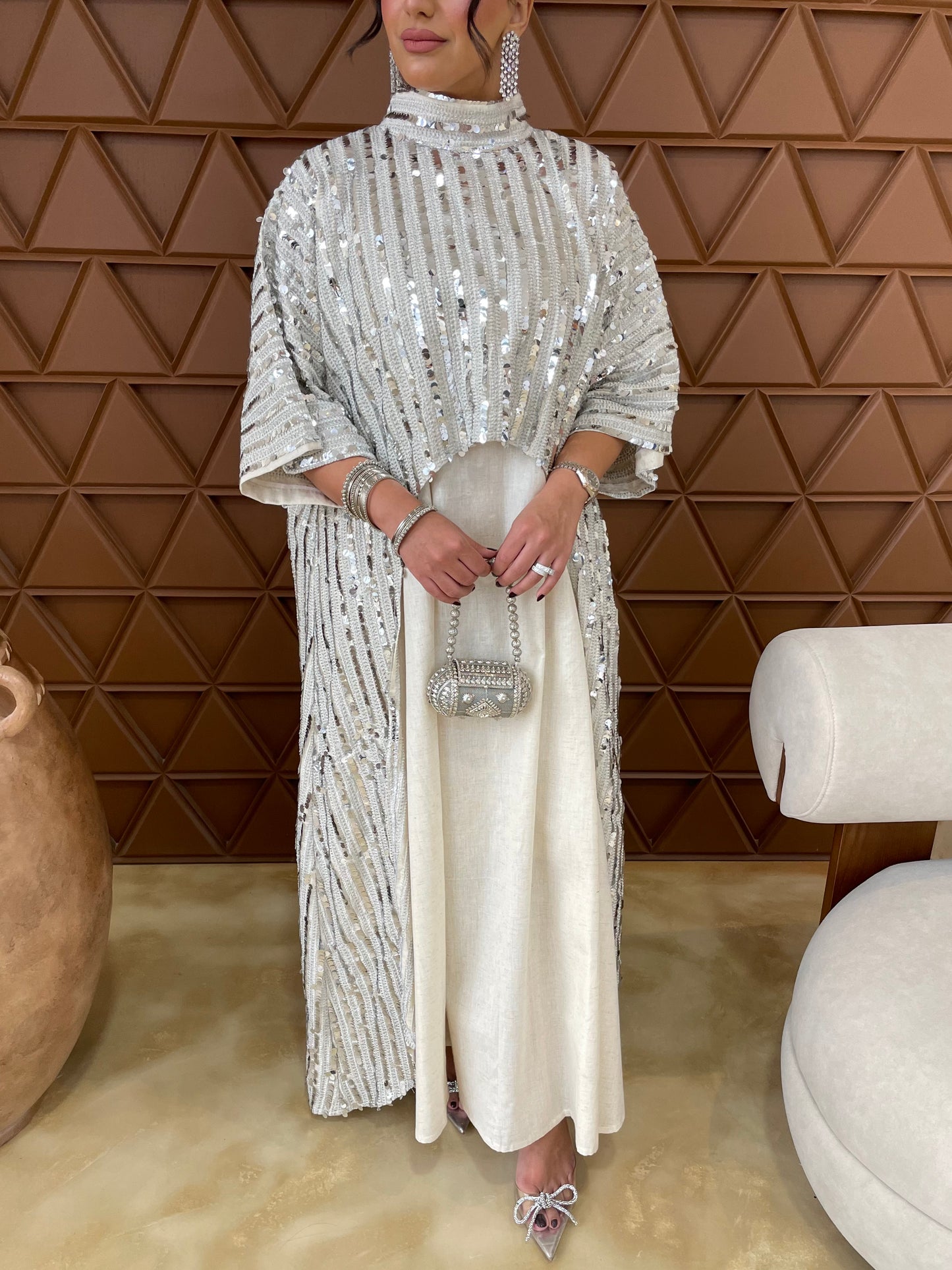 Silver Two-piece Kaftan