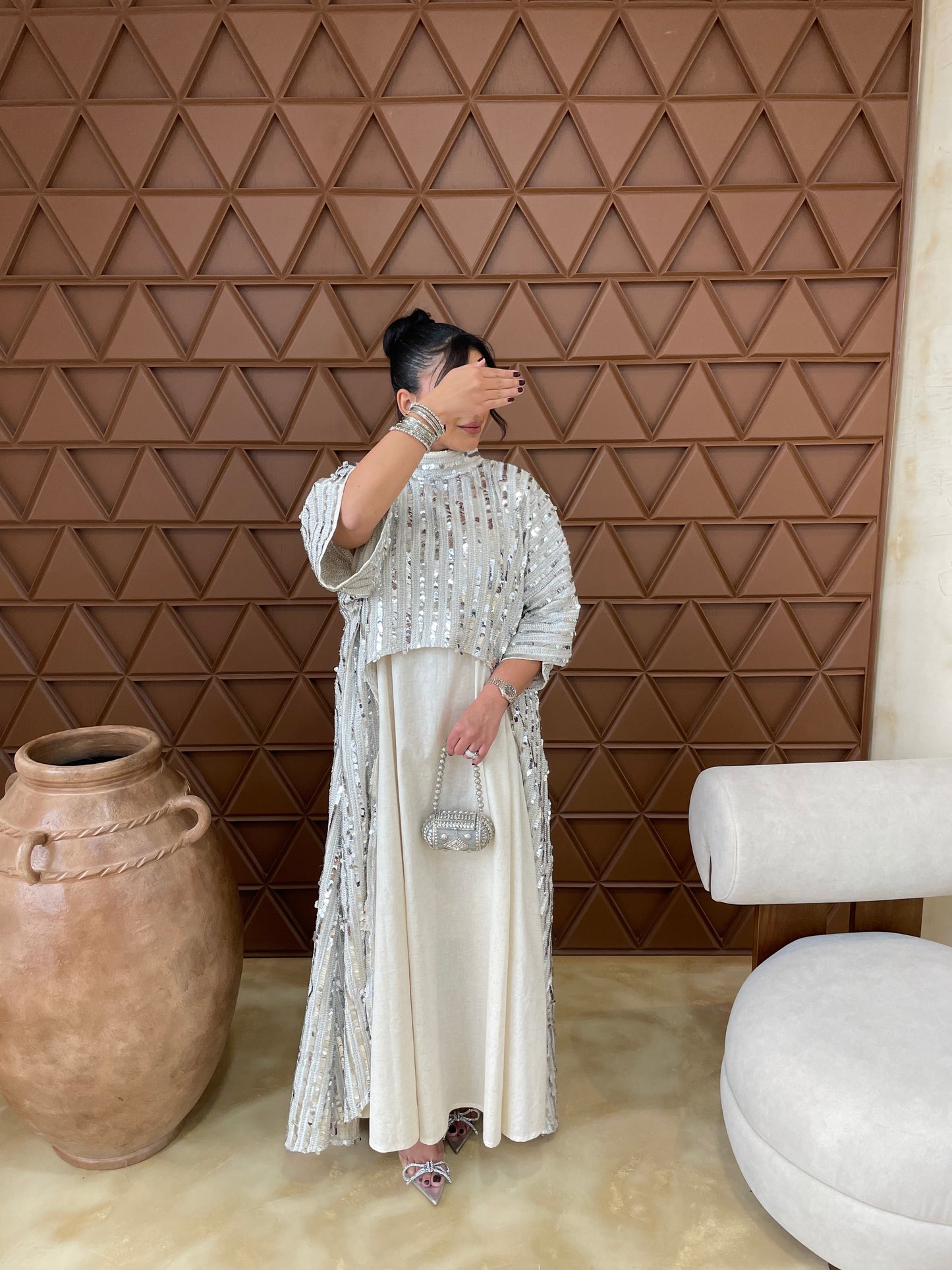 Silver Two-piece Kaftan