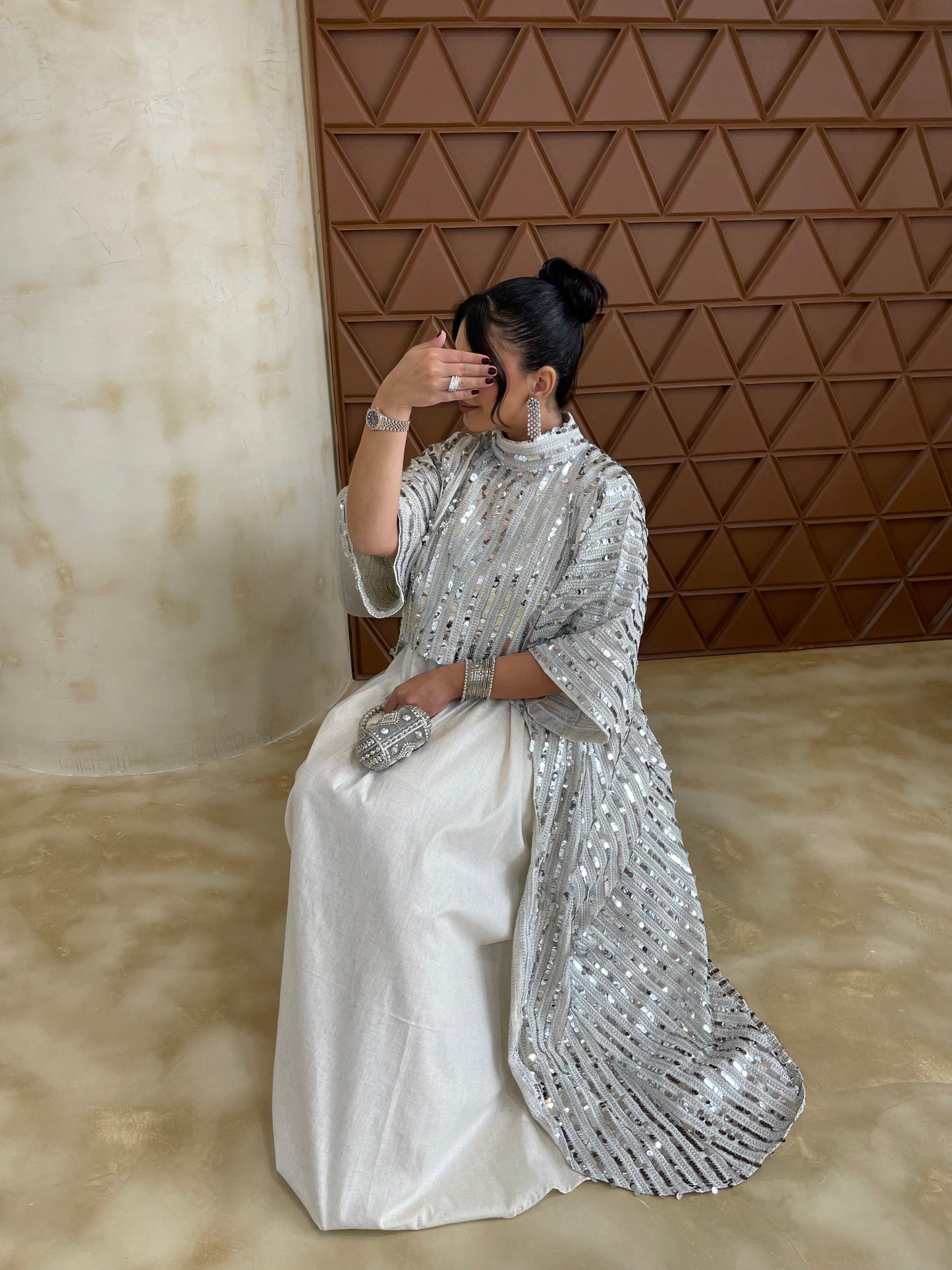 Silver Two-piece Kaftan