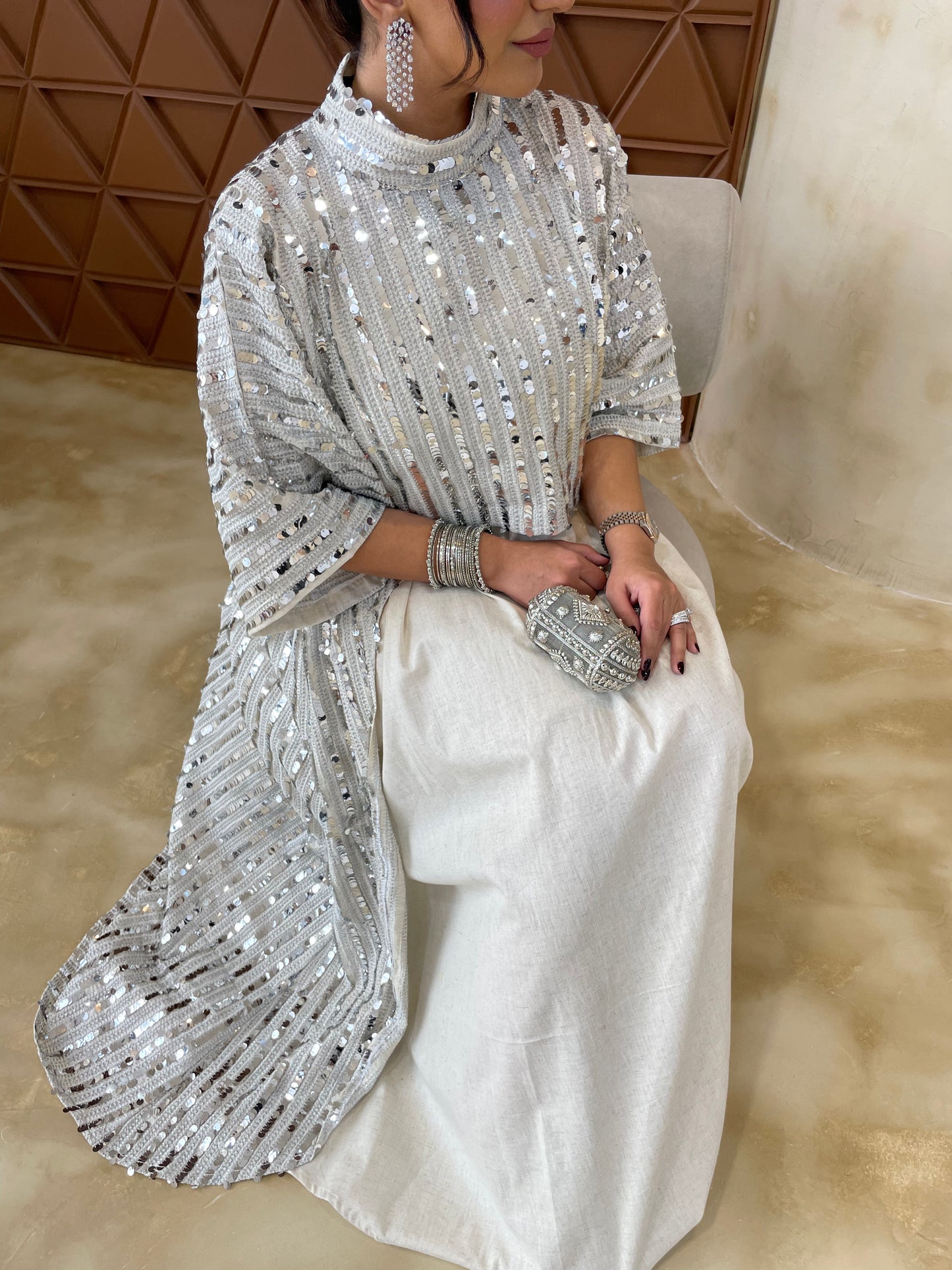 Silver Two-piece Kaftan