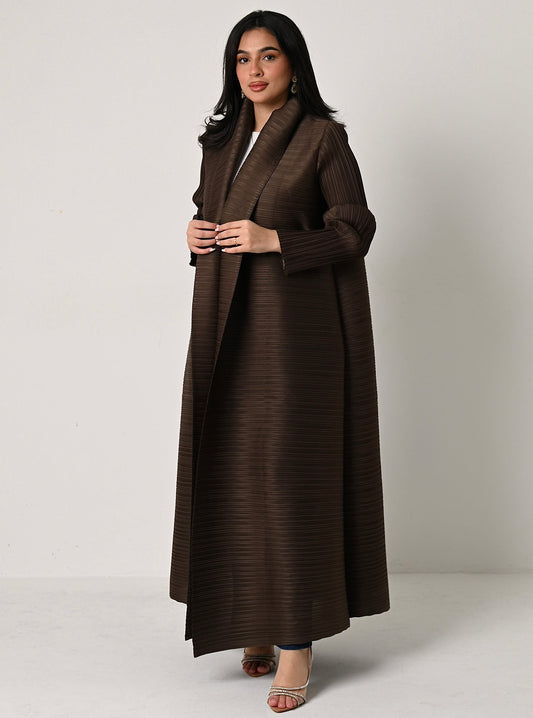 FAB106-Mocha Pleats Abaya with headscarf