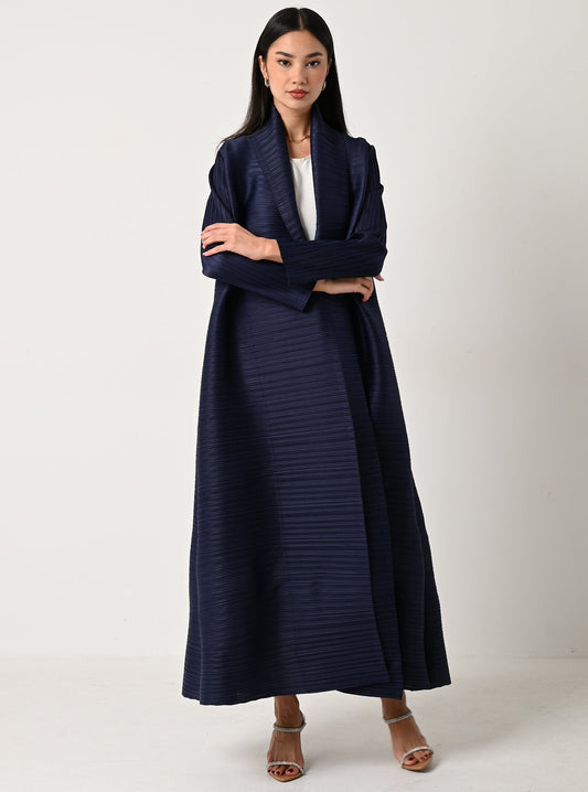 FAB113-Midnight Blue Pleats Abaya with headscarf