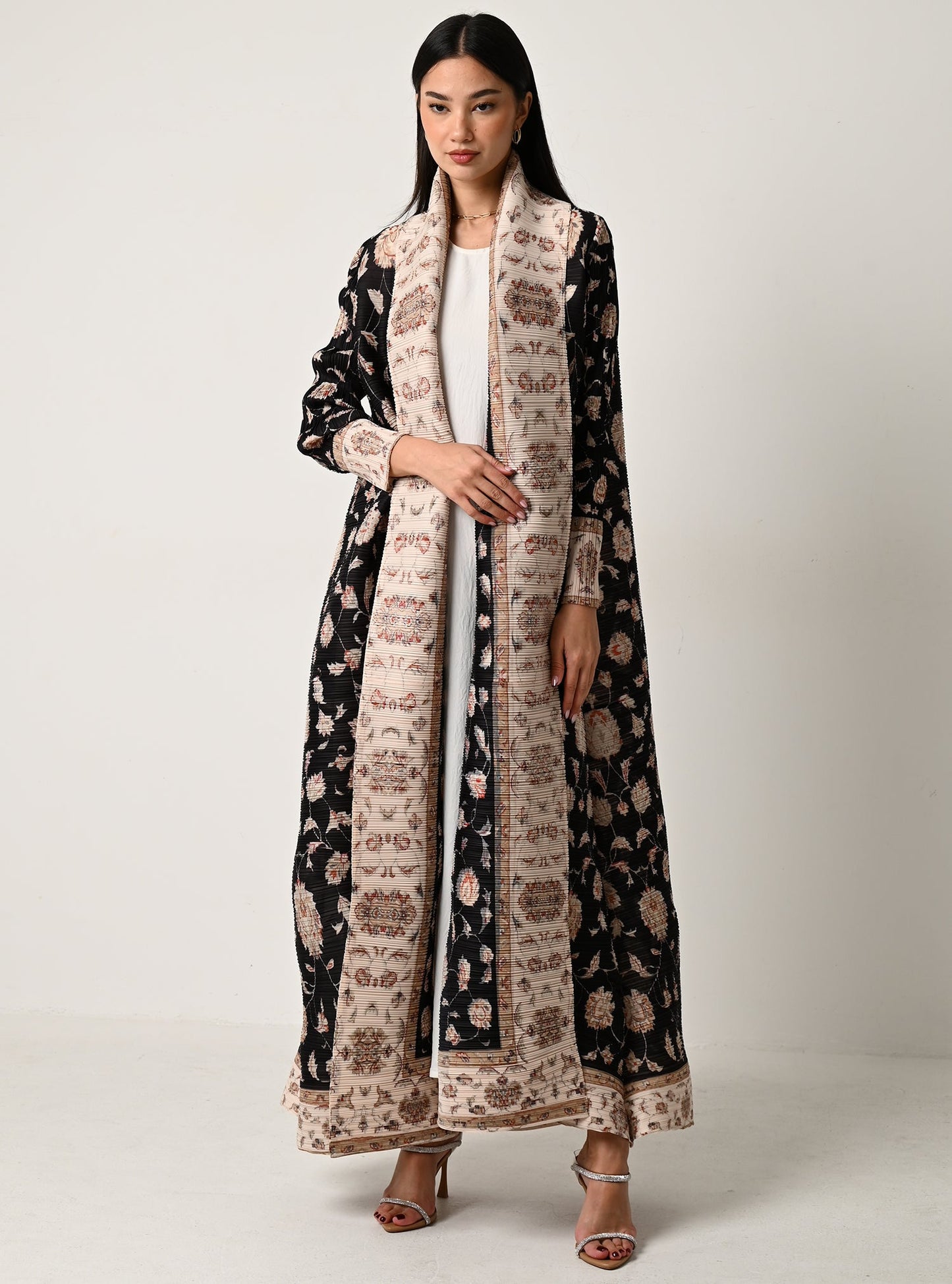 FAB121-Termeh Pleats Abaya with headscarf