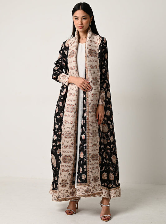 FAB121-Termeh Pleats Abaya with headscarf
