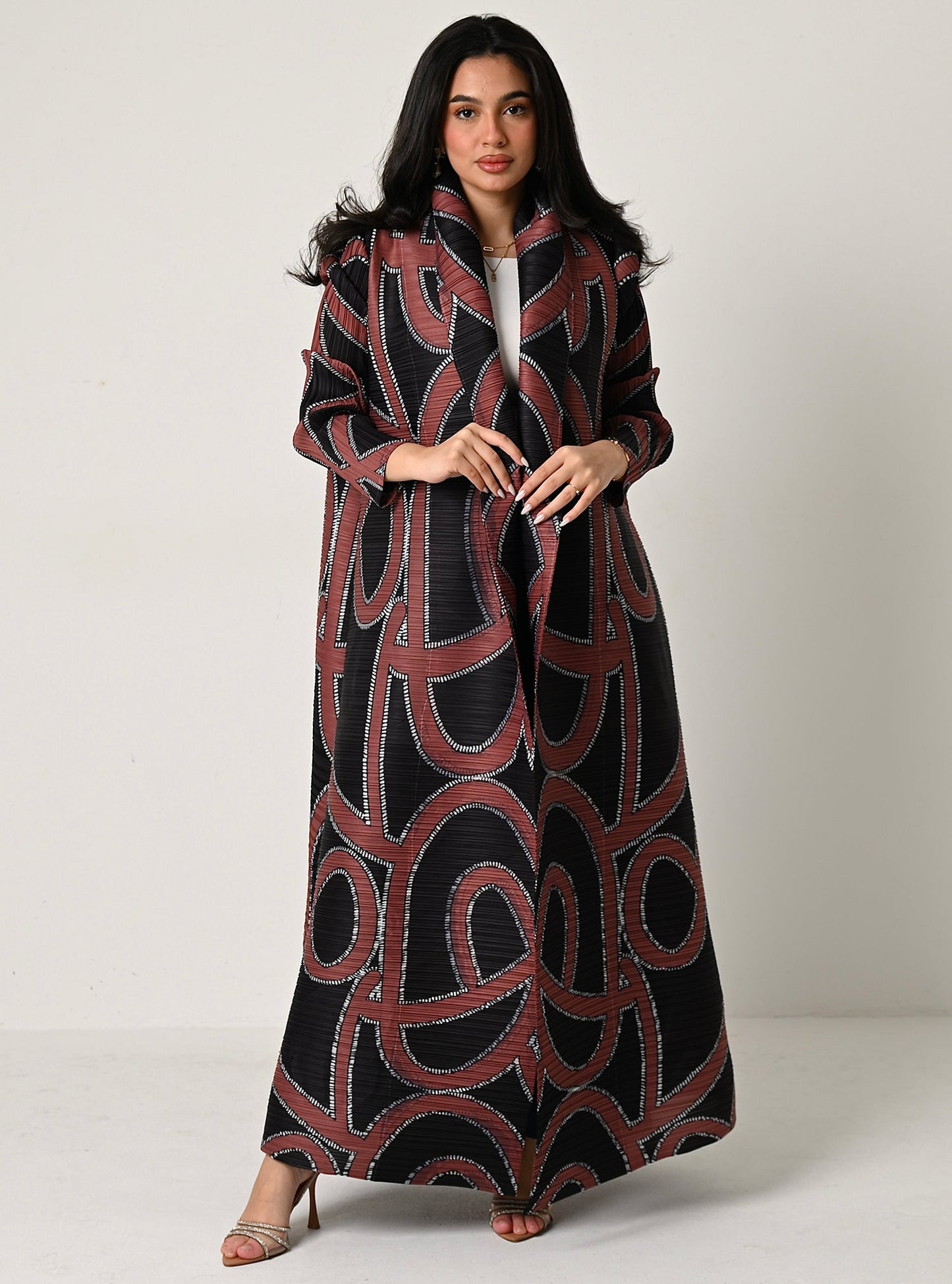 FAB107-Patterned Pleats Abaya With Headscarf