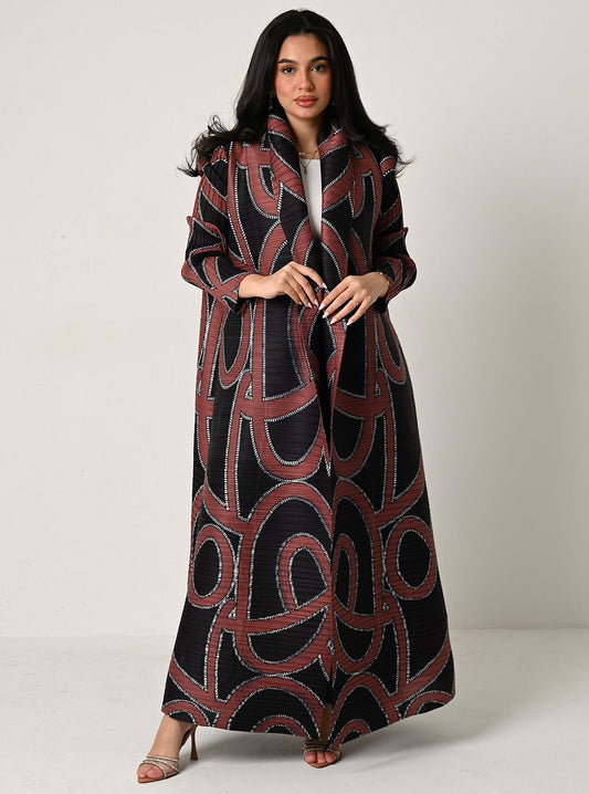 FAB107-Patterned Pleats Abaya With Headscarf