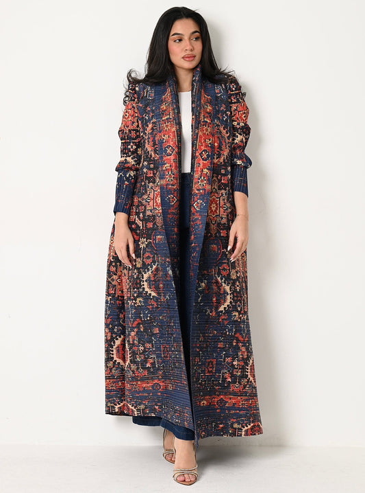 FAB108-Patterned Pleats Abaya With headscarf