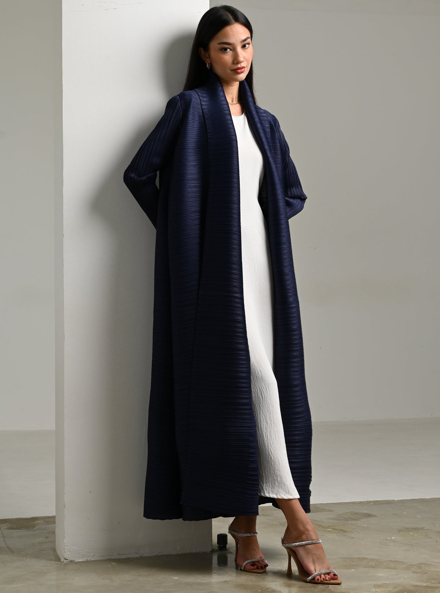 FAB113-Midnight Blue Pleats Abaya with headscarf