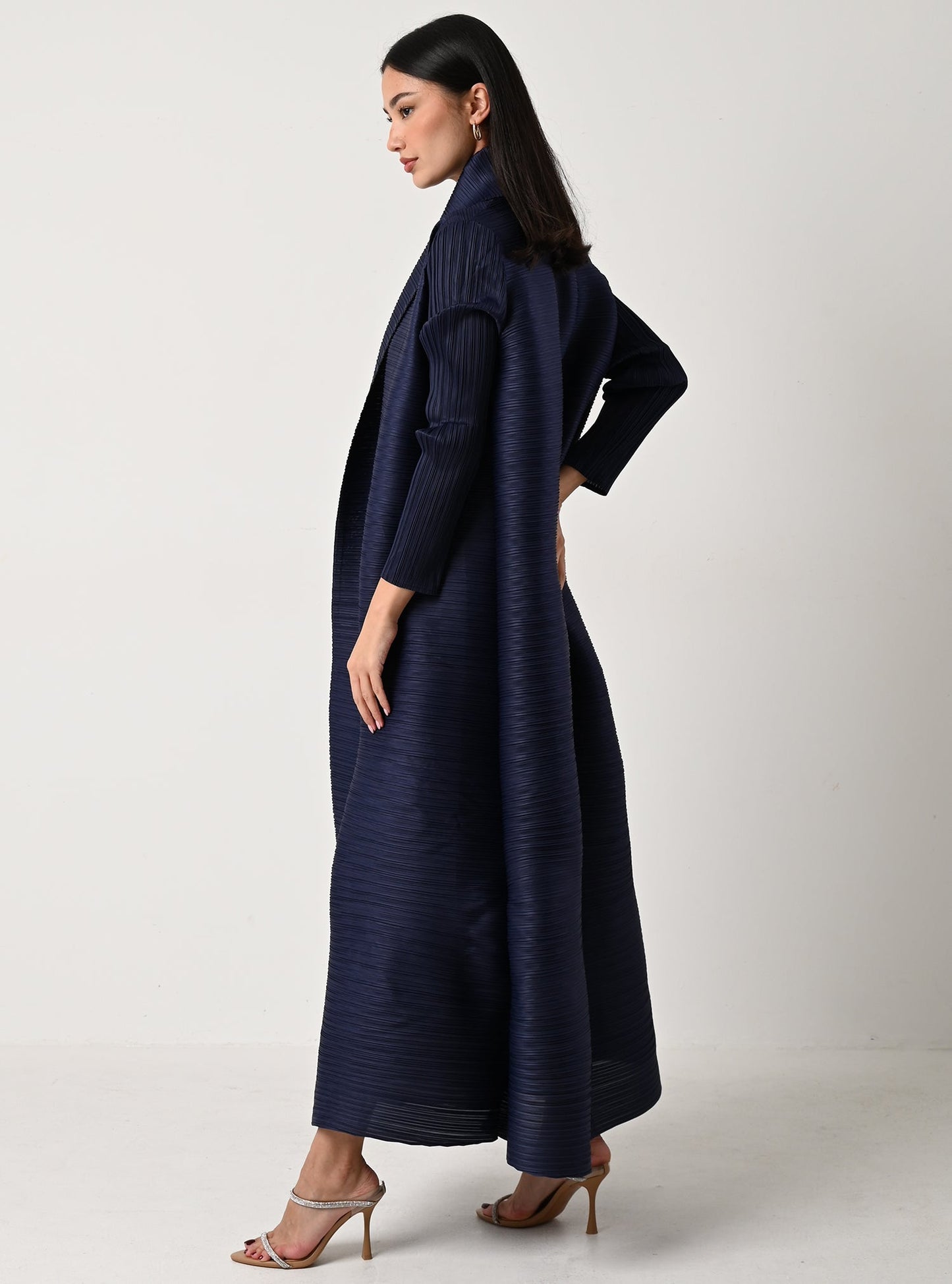 FAB113-Midnight Blue Pleats Abaya with headscarf