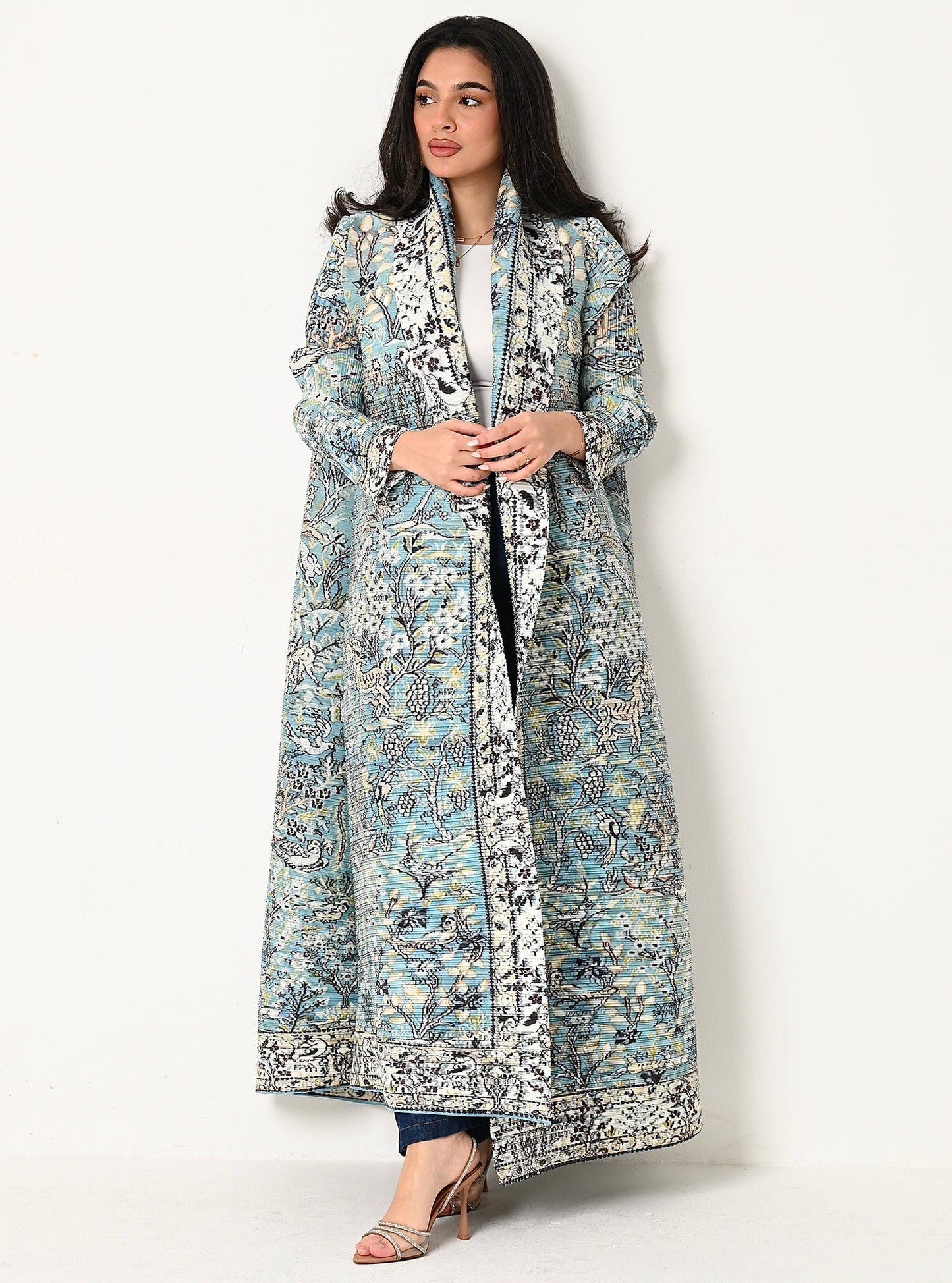 FAB109-Tiffany Patterned Pleats Abaya With headscarf