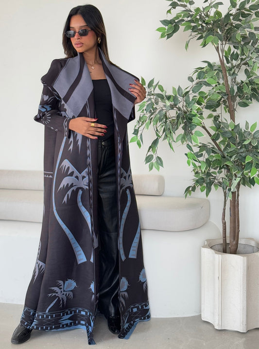 FAB125-Palms Pleats Abaya with headscarf