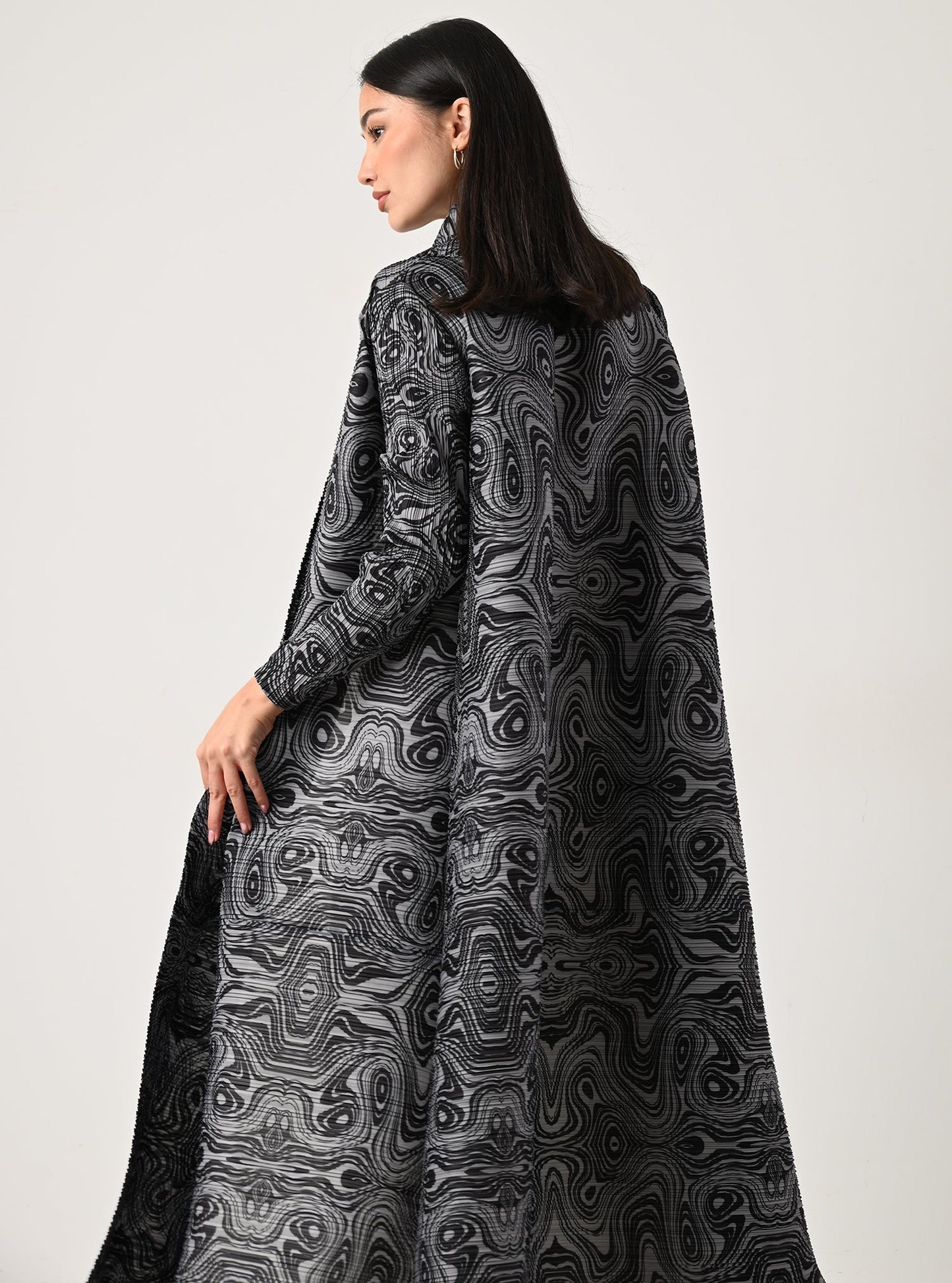 FAB118-Swirls Pleats Abaya with headscarf