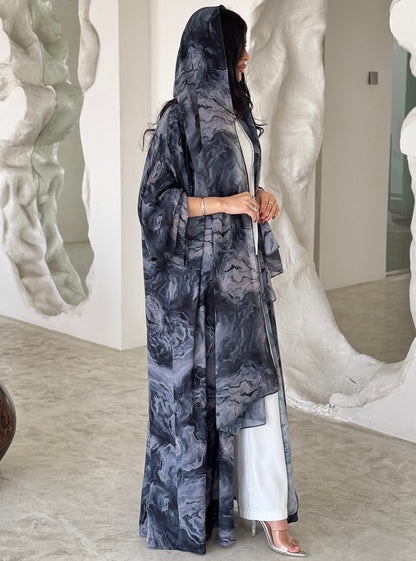 FAB159-Sky Blue Abaya with matching headscarf set