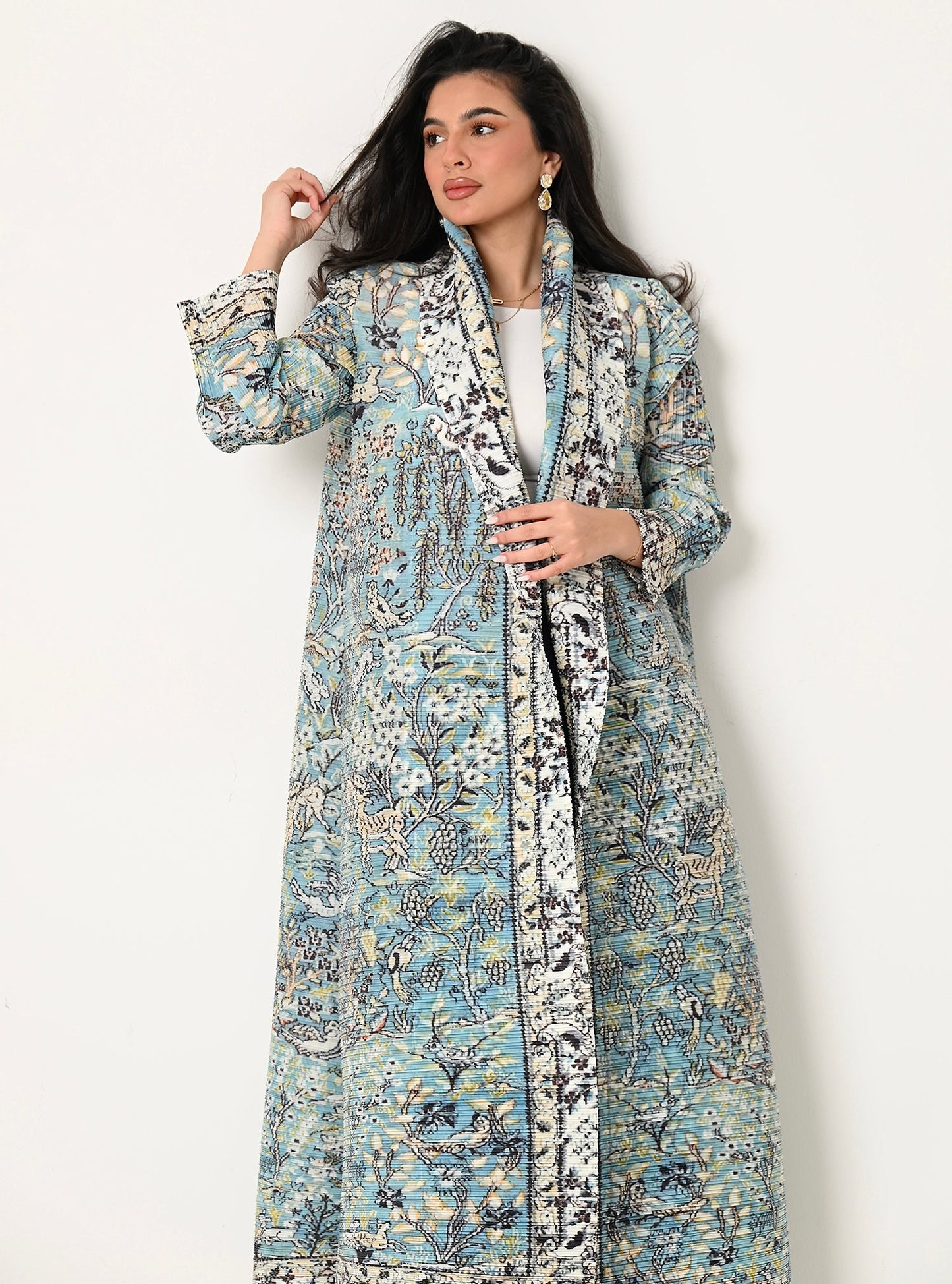 FAB109-Tiffany Patterned Pleats Abaya With headscarf