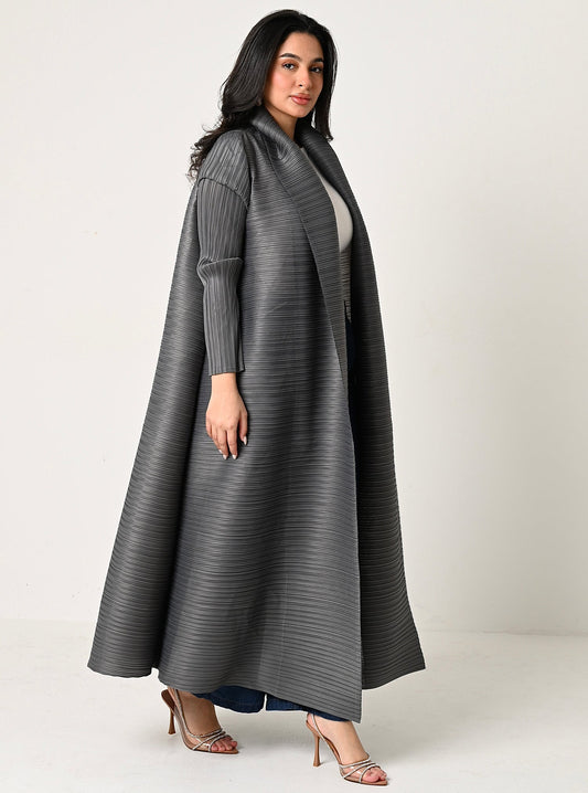FAB106-Cloudy Grey Pleats Abaya with headscarf