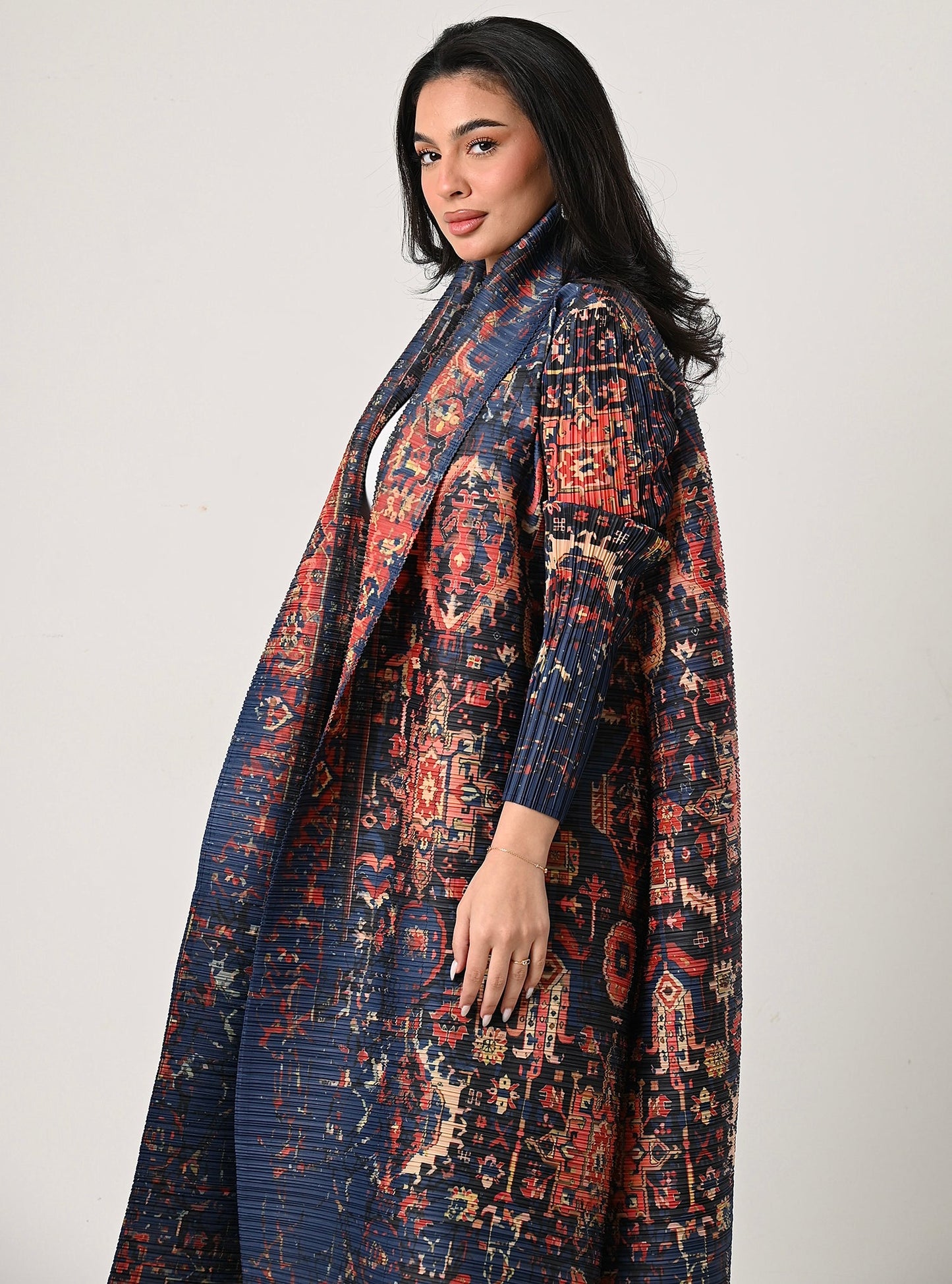 FAB108-Patterned Pleats Abaya With headscarf