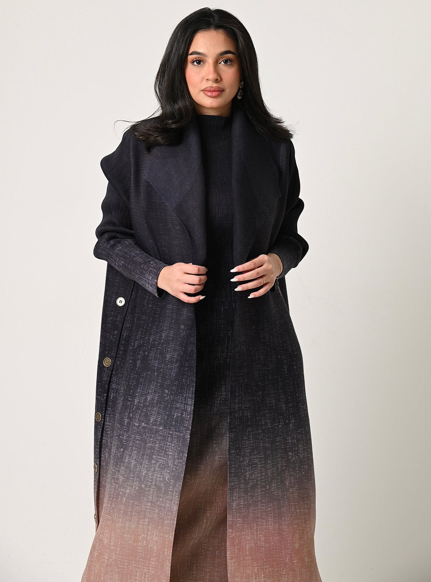 FAB105-Charcoal Ombré 3 piece abaya set