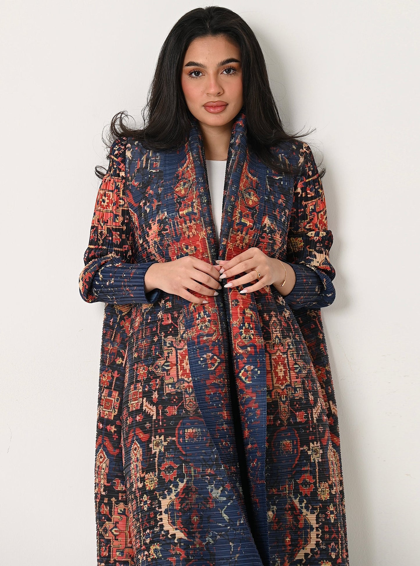 FAB108-Patterned Pleats Abaya With headscarf