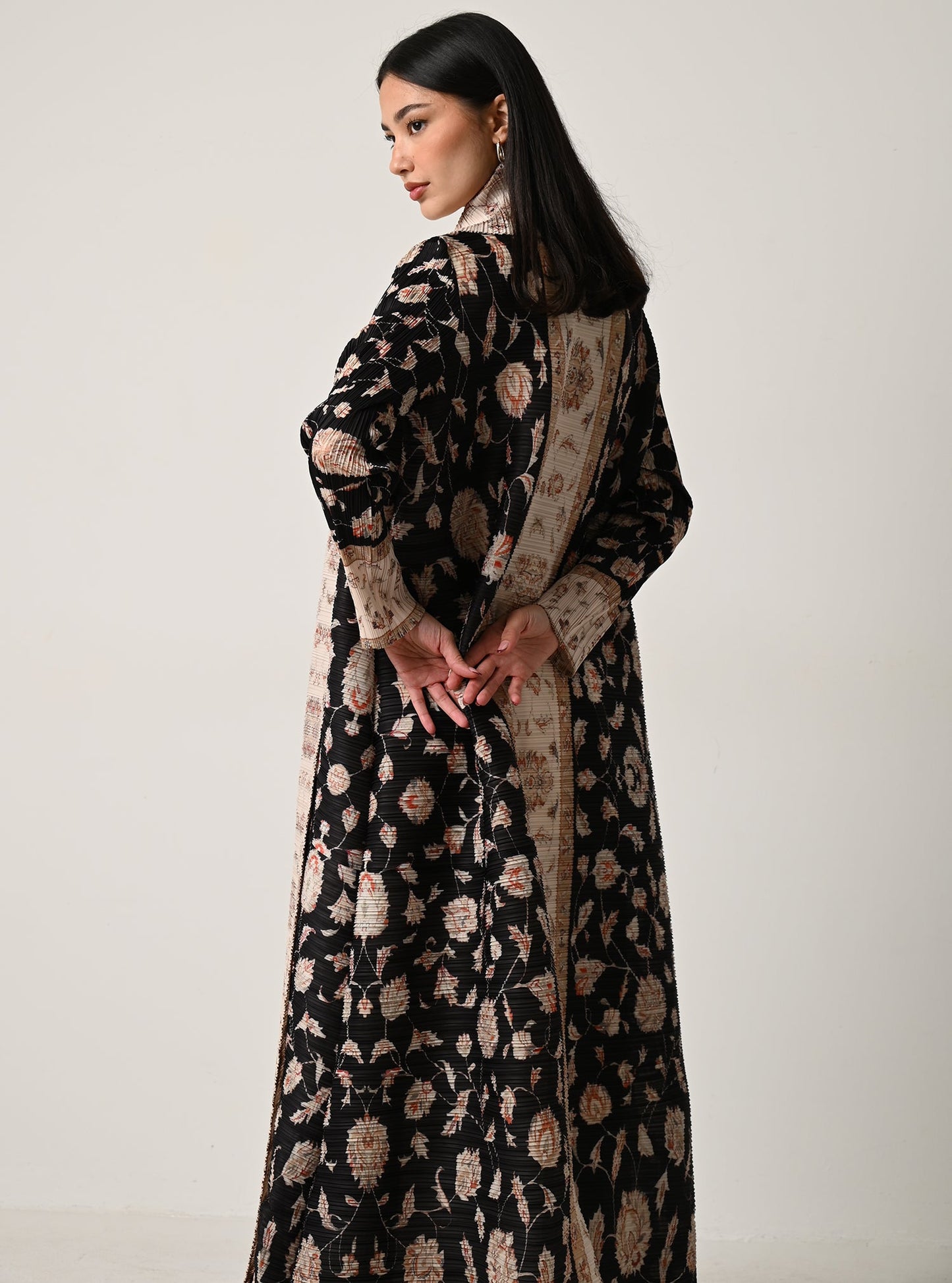 FAB121-Termeh Pleats Abaya with headscarf